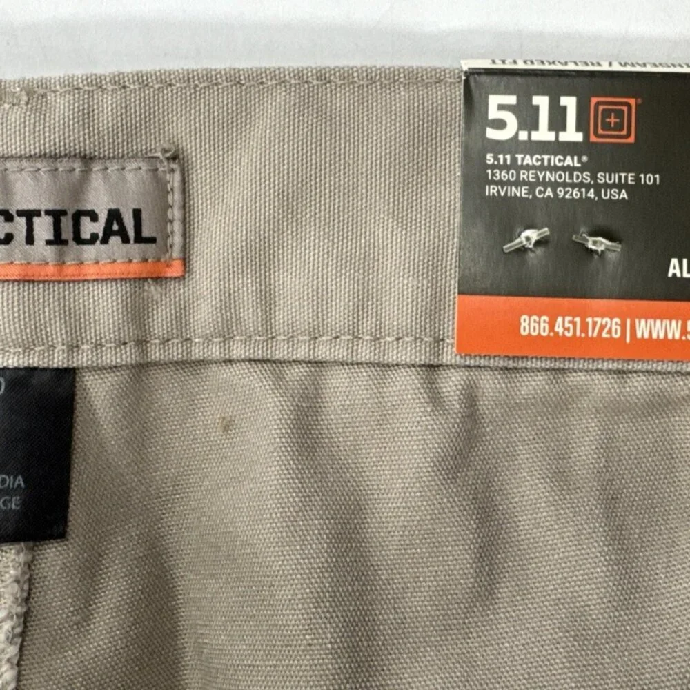 5.11 Tactical Pants Mens 42x30 Regular Fit Khaki Canvas Cargo Police Uniform NEW
